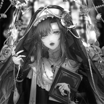 超好看的黑白漫画女生头像图片(图20)