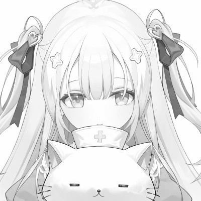 高品质黑白动漫女生头像(图74)