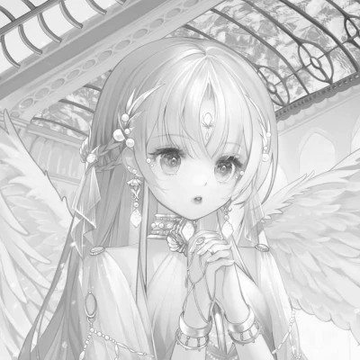 超好看的黑白漫画女生头像图片(图59)