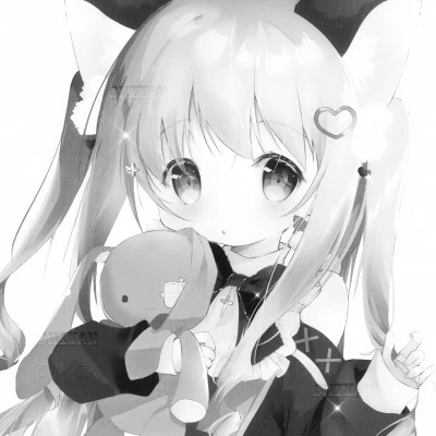 高品质黑白动漫女生头像(图59)