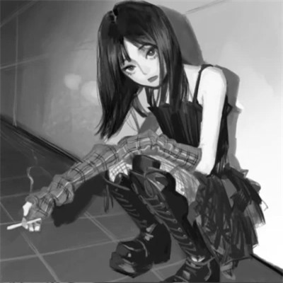 精选黑白动漫女生头像图片(图50)