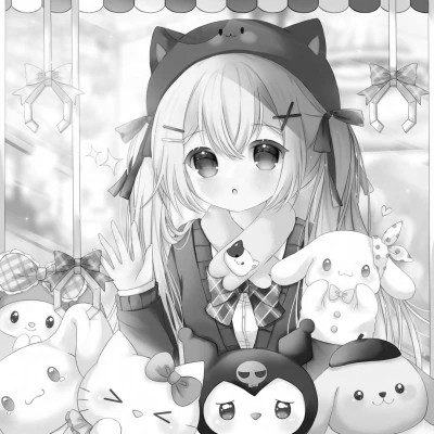 超好看的黑白漫画女生头像图片(图58)