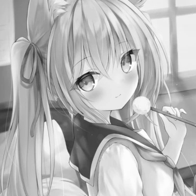 高品质黑白动漫女生头像(图42)