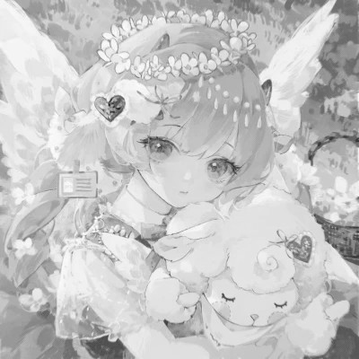 超好看的黑白漫画女生头像图片(图80)