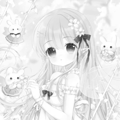 超好看的黑白漫画女生头像图片(图55)