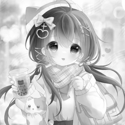 超好看的黑白漫画女生头像图片(图15)