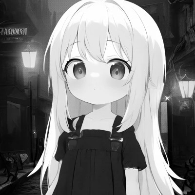 高品质黑白动漫女生头像(图56)