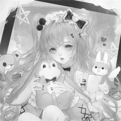 超好看的黑白漫画女生头像图片(图64)