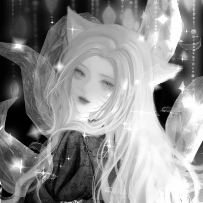 超好看的黑白漫画女生头像图片(图41)