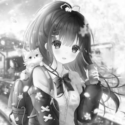 超好看的黑白漫画女生头像图片(图33)