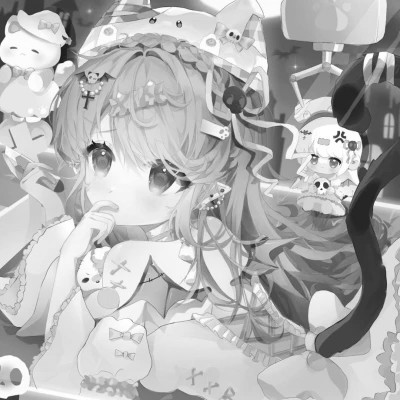 超好看的黑白漫画女生头像图片(图79)