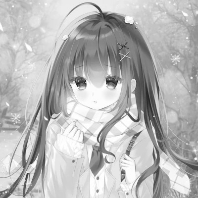 超好看的黑白漫画女生头像图片(图13)