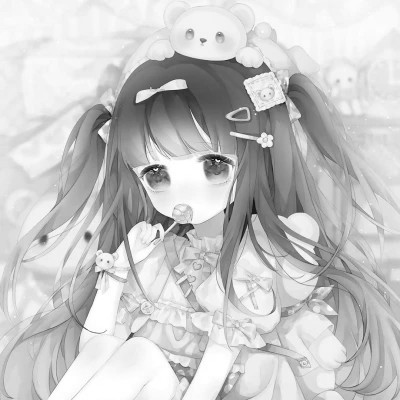 超好看的黑白漫画女生头像图片(图56)