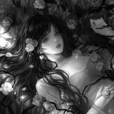 超好看的黑白漫画女生头像图片(图40)