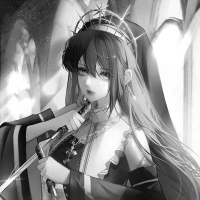 超好看的黑白漫画女生头像图片(图28)