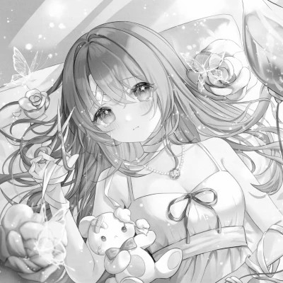 超好看的黑白漫画女生头像图片(图36)