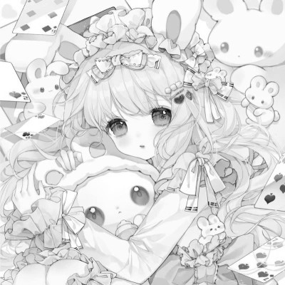 超好看的黑白漫画女生头像图片(图52)