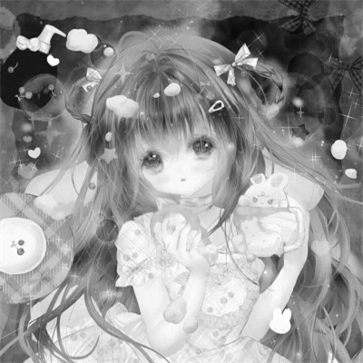超好看的黑白漫画女生头像图片(图21)