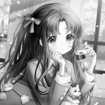 超好看的黑白漫画女生头像图片(图83)