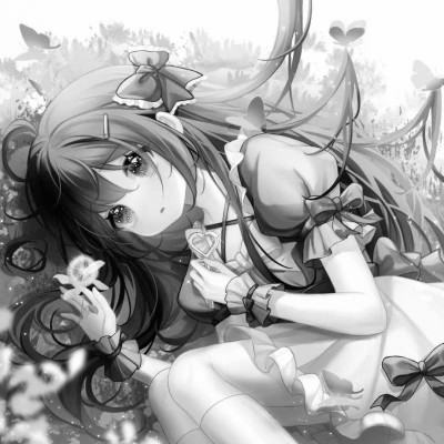 超好看的黑白漫画女生头像图片(图57)