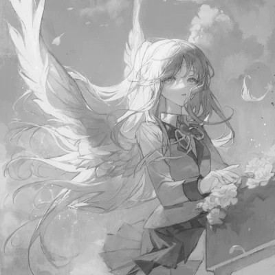 超好看的黑白漫画女生头像图片(图69)