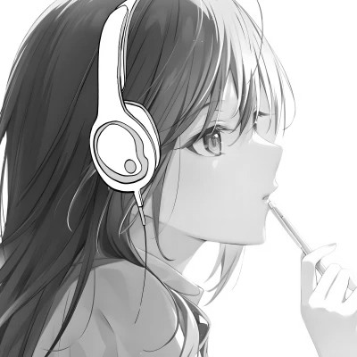 高品质黑白动漫女生头像(图13)