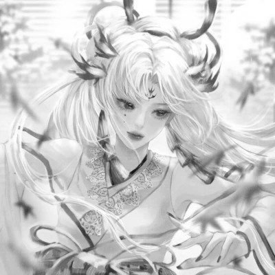 超好看的黑白漫画女生头像图片(图39)