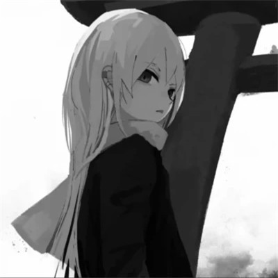 Ins风黑白动漫女头图片(图63)