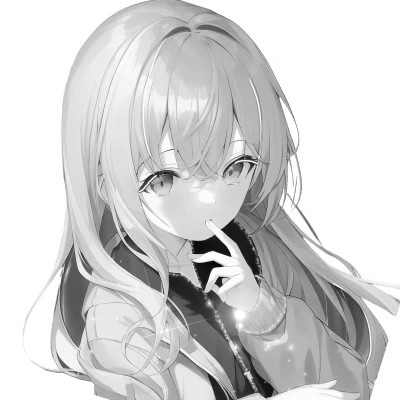 高品质黑白动漫女生头像(图16)