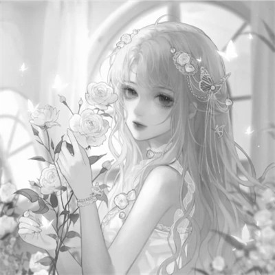 超好看的黑白漫画女生头像图片(图81)