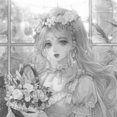 超好看的黑白漫画女生头像图片(图68)