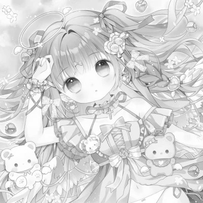 超好看的黑白漫画女生头像图片(图22)