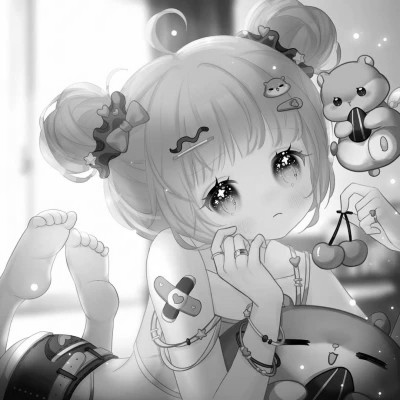 超好看的黑白漫画女生头像图片(图66)