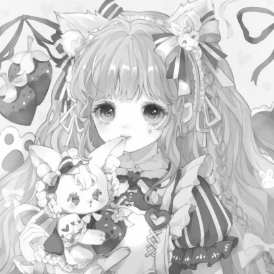 超好看的黑白漫画女生头像图片(图76)