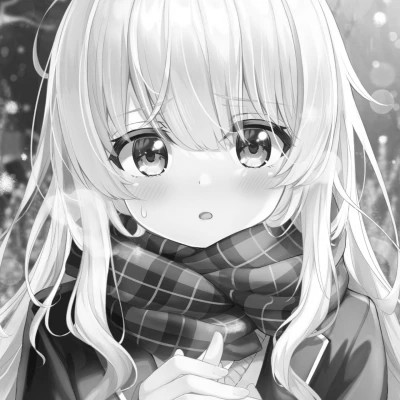 高品质黑白动漫女生头像(图84)