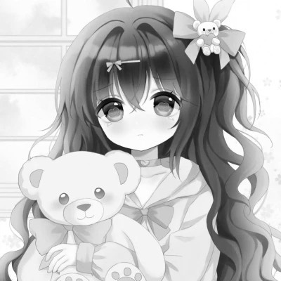 超好看的黑白漫画女生头像图片(图19)
