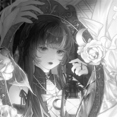 超好看的黑白漫画女生头像图片(图82)