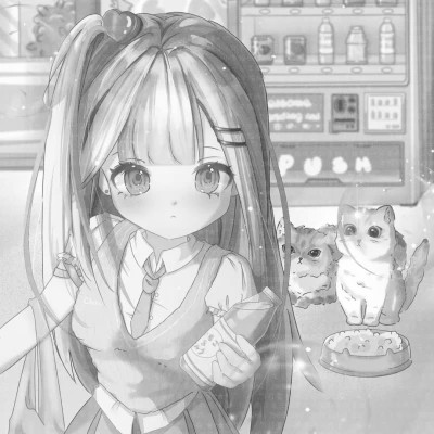 超好看的黑白漫画女生头像图片(图44)