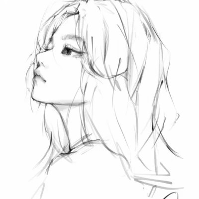 ins风漫画黑白女头(图58)