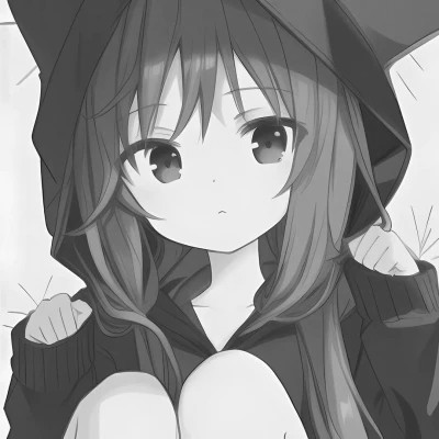 ins风漫画黑白女头(图50)