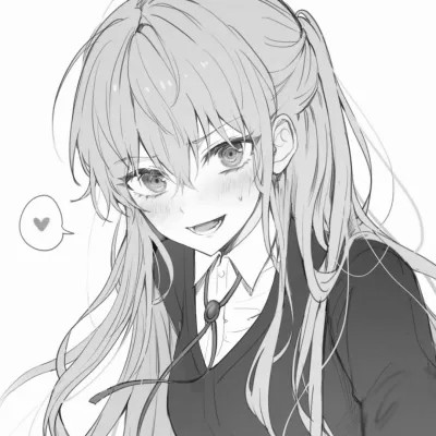 ins风漫画黑白女头(图86)