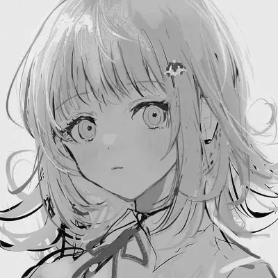 ins风漫画黑白女头(图85)
