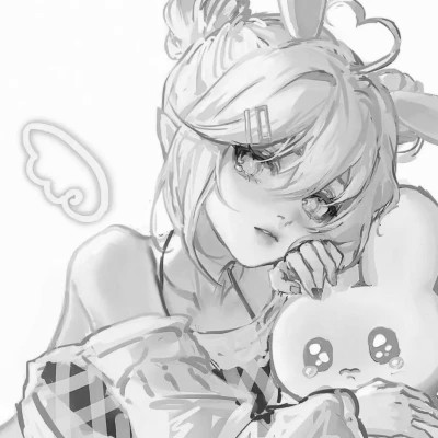 ins风漫画黑白女头(图49)