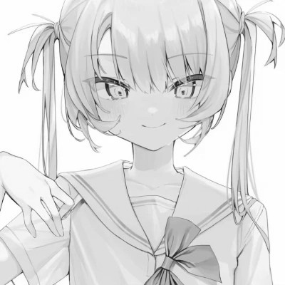 ins风漫画黑白女头(图97)