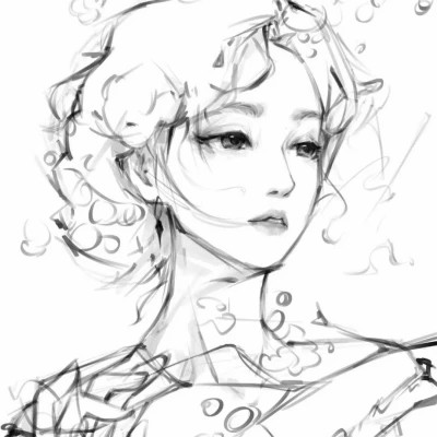 ins风漫画黑白女头(图59)