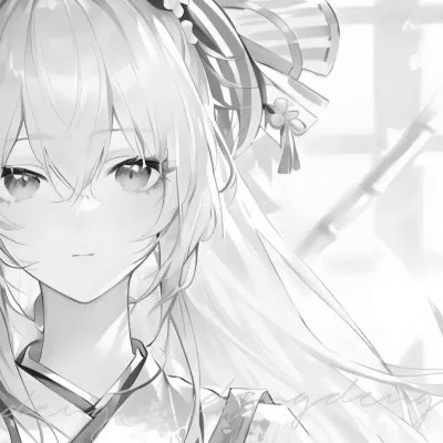 ins风漫画黑白女头(图60)