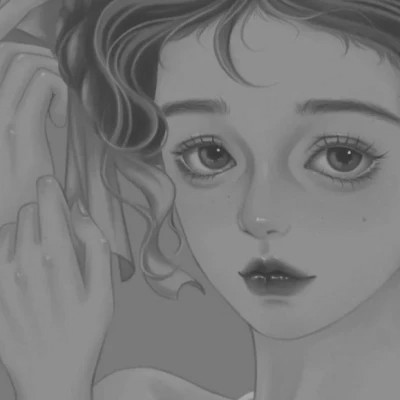手绘黑白女生头像(图96)