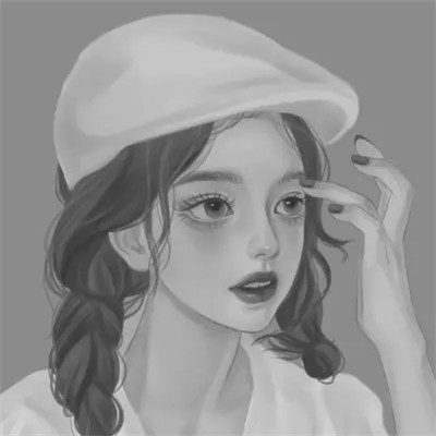 细腻手绘黑白女头像(图36)