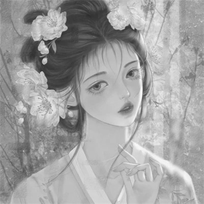 手绘黑白女生头像(图70)