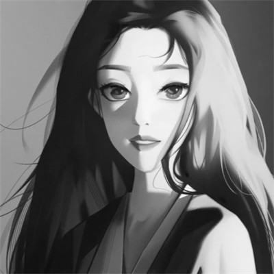 手绘黑白女生头像(图46)
